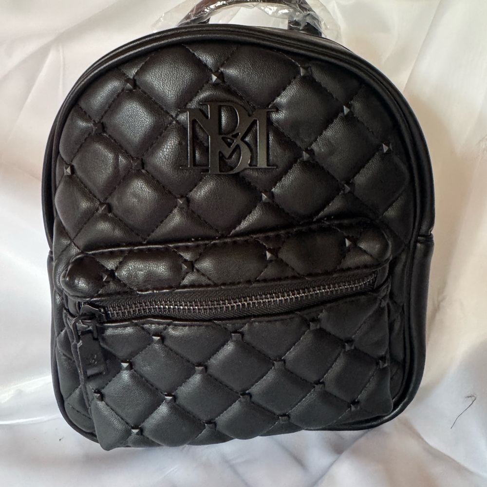 Badgley Mischka Black Quilted Mini Backpack